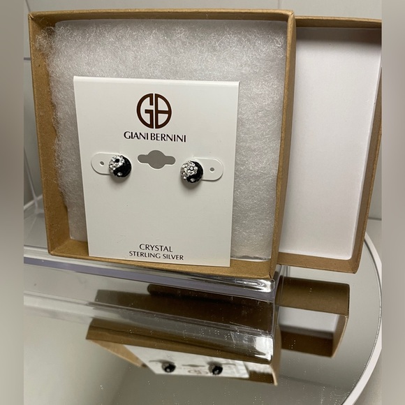 Yin / Yang Silver Crystal Stud Earrings - Picture 3 of 3